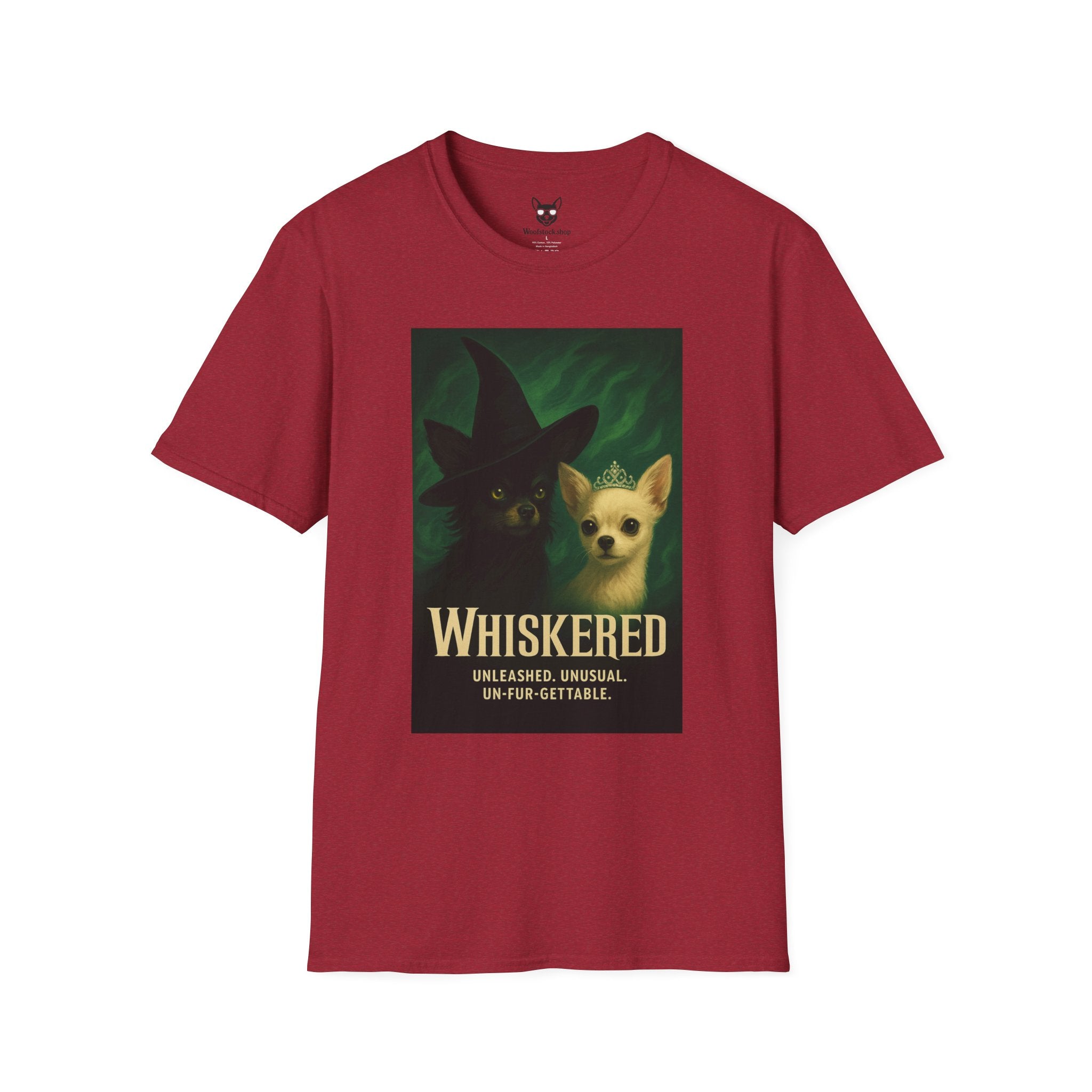Wicked Broadway Poster Dog Parody Unisex Softstyle T-Shirt -- Funny Dog Shirt for Broadway and Dog Lovers
